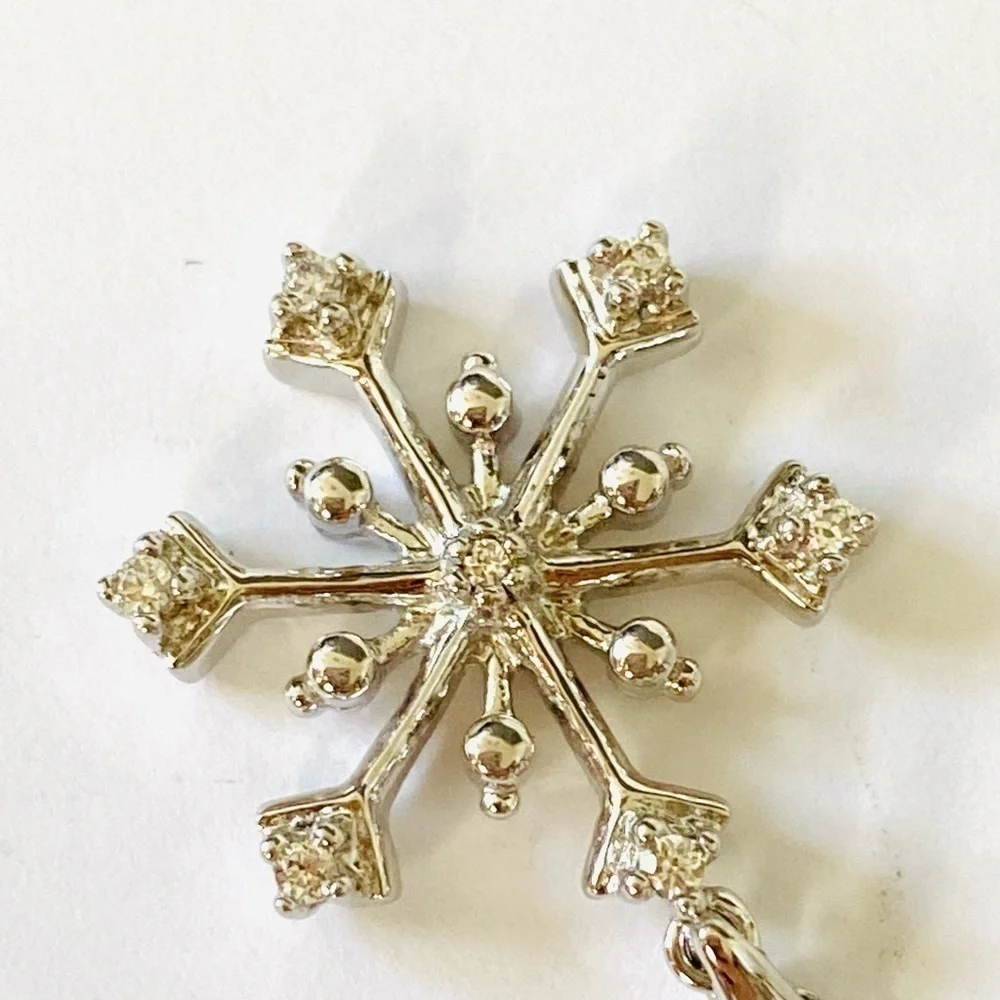 925 SAI Necklace Snowflake CZs Pendant Chain 18” 3.27g